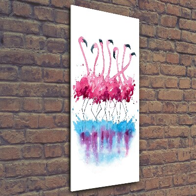 Printed glass wall art Flamingos