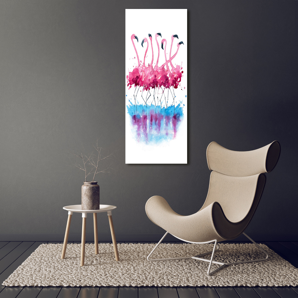 Printed glass wall art Flamingos