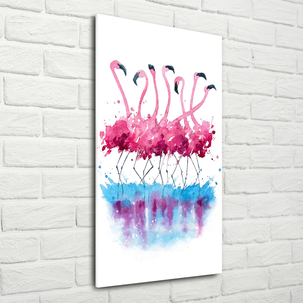 Printed glass wall art Flamingos