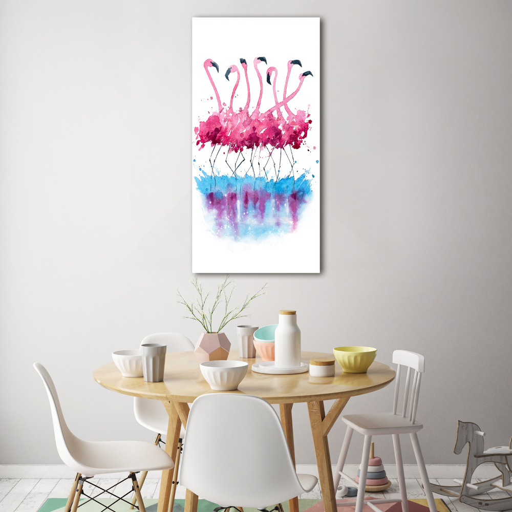 Printed glass wall art Flamingos