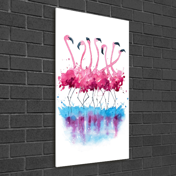 Printed glass wall art Flamingos