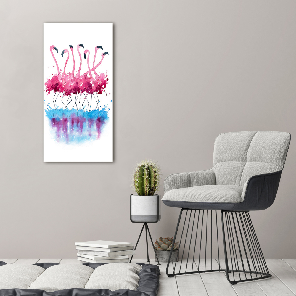 Printed glass wall art Flamingos