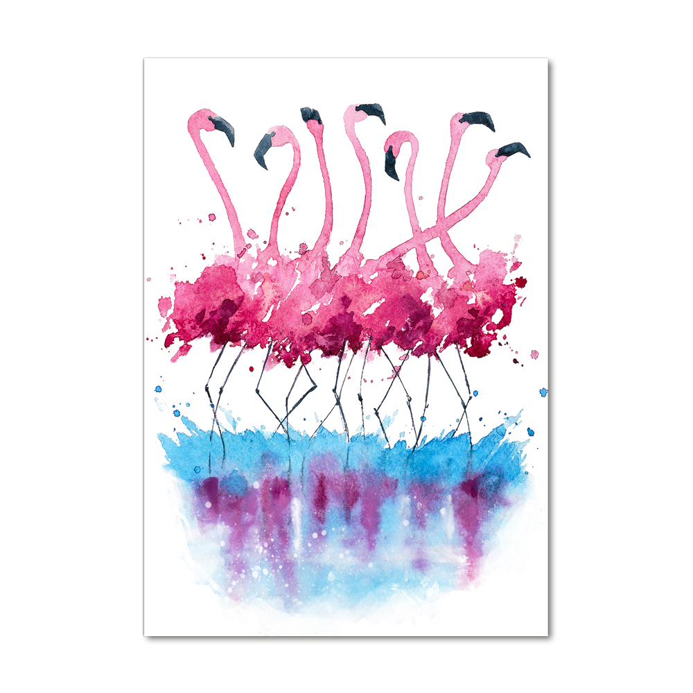 Printed glass wall art Flamingos