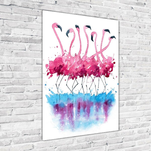 Printed glass wall art Flamingos