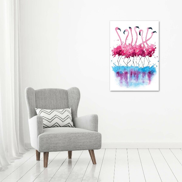 Printed glass wall art Flamingos