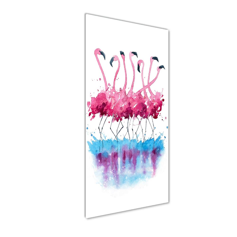 Printed glass wall art Flamingos