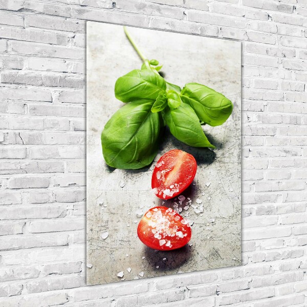 Print on a a glass Tomatoes and basil