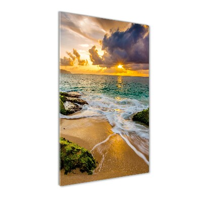 Glass wall art Sunset sea