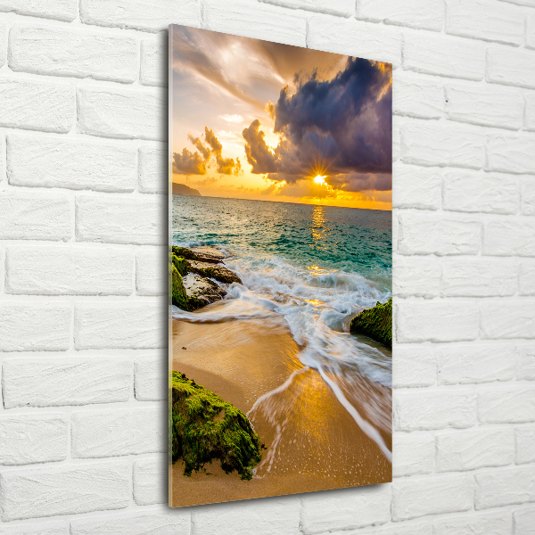 Glass wall art Sunset sea