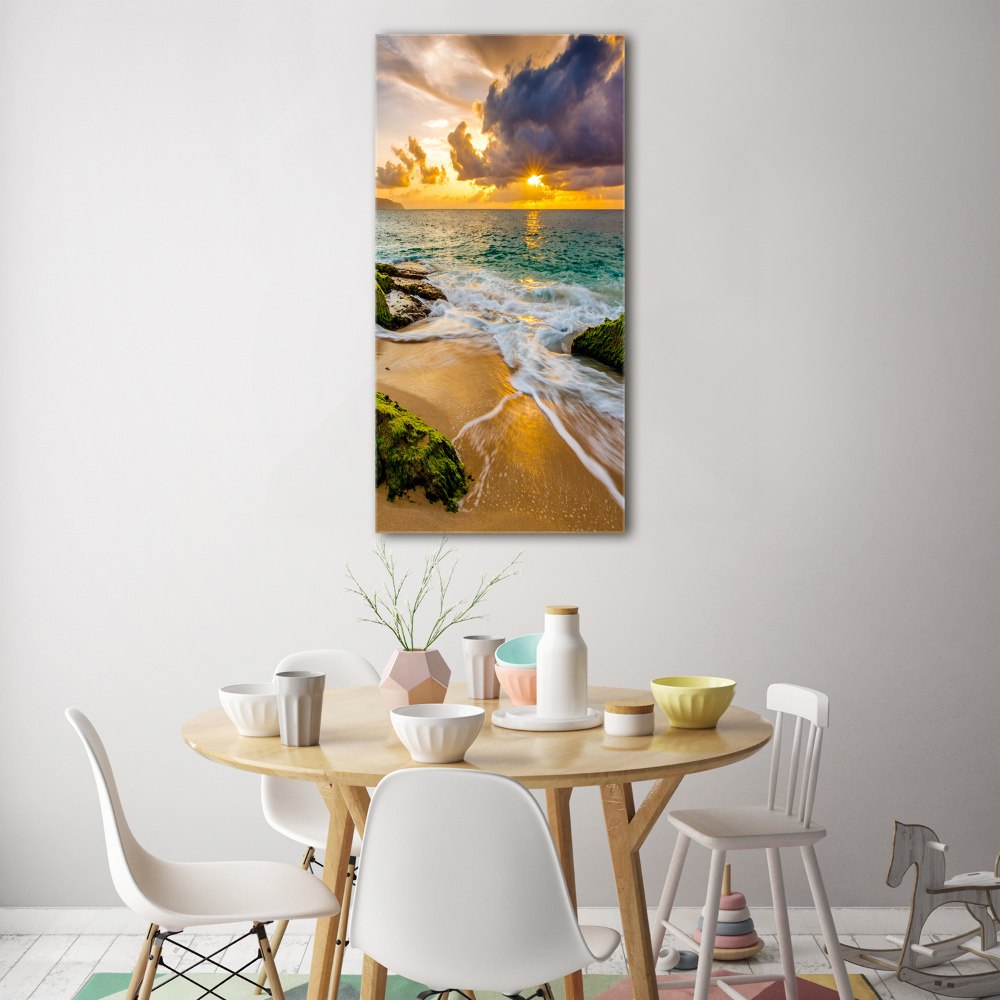 Glass wall art Sunset sea