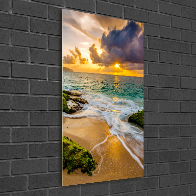 Glass wall art Sunset sea