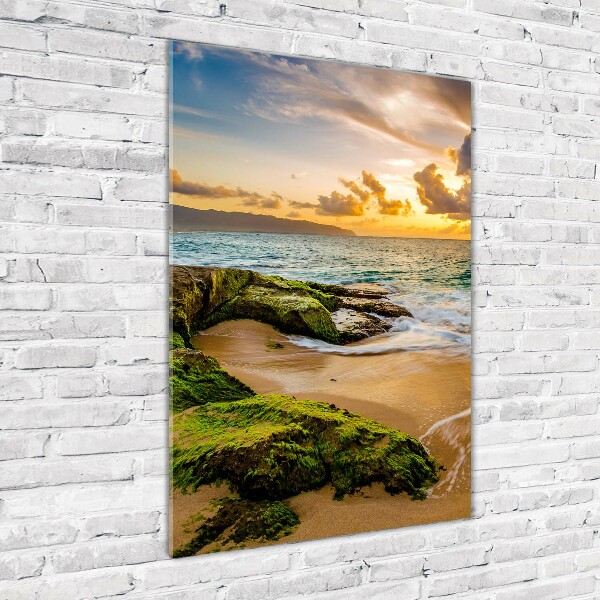 Glass wall art Sunset sea