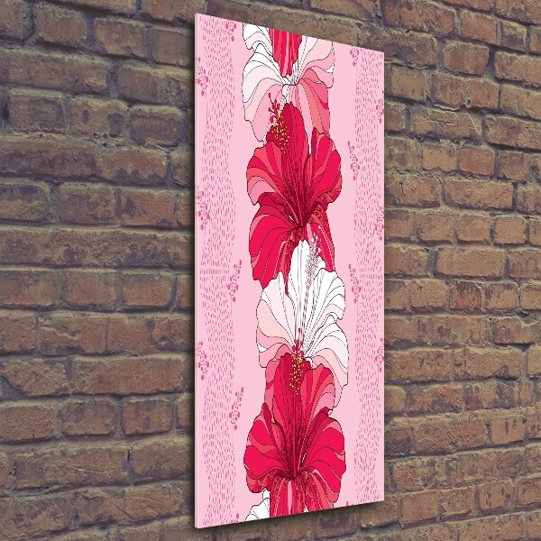 Wall art on glass Hibiscus