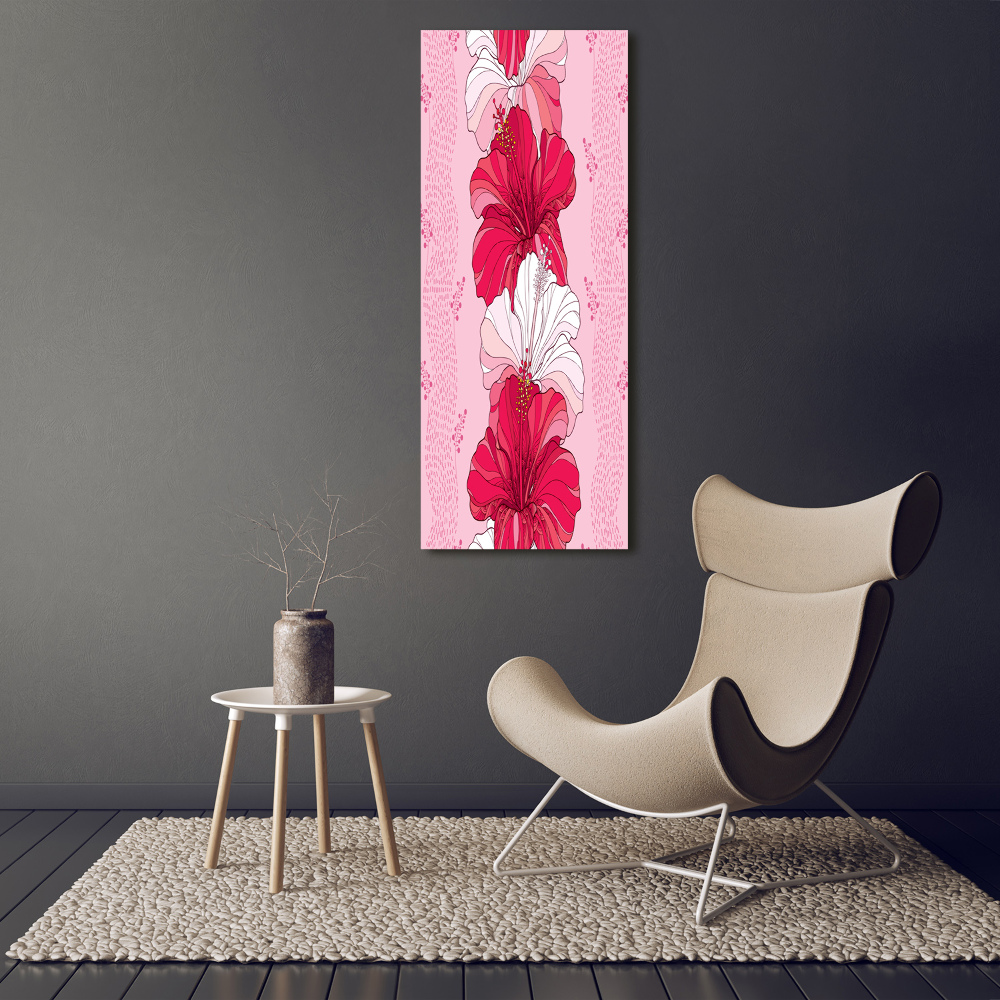 Wall art on glass Hibiscus