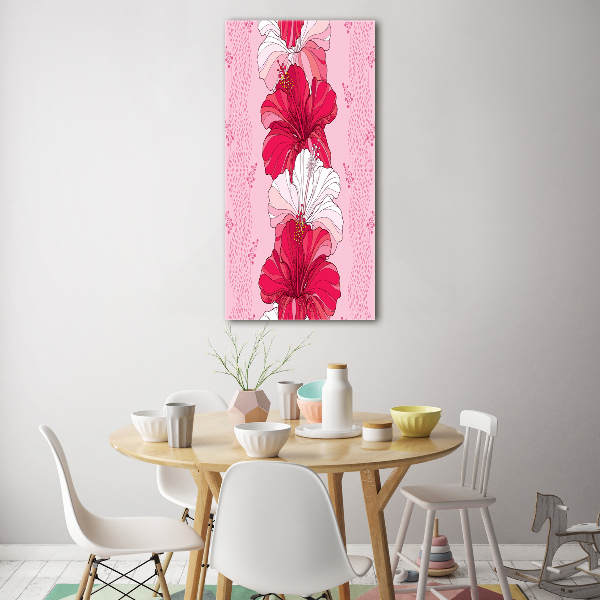 Wall art on glass Hibiscus