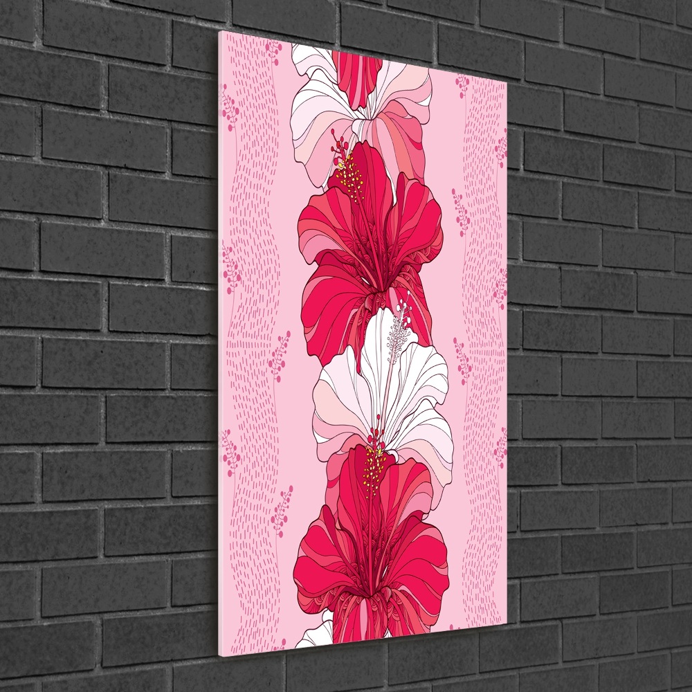 Wall art on glass Hibiscus