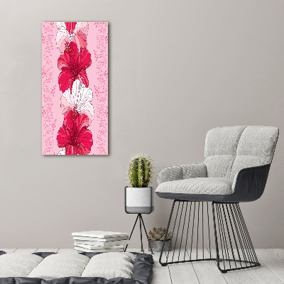 Wall art on glass Hibiscus