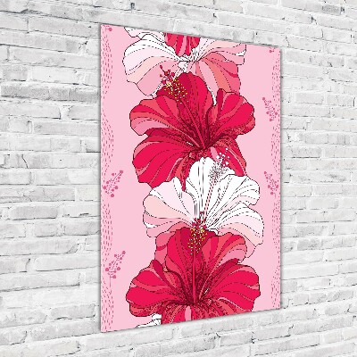 Wall art on glass Hibiscus