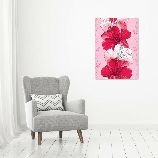 Wall art on glass Hibiscus