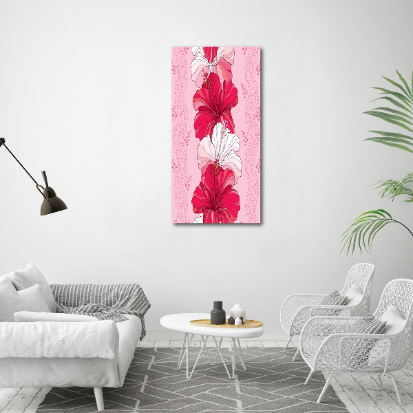 Wall art on glass Hibiscus