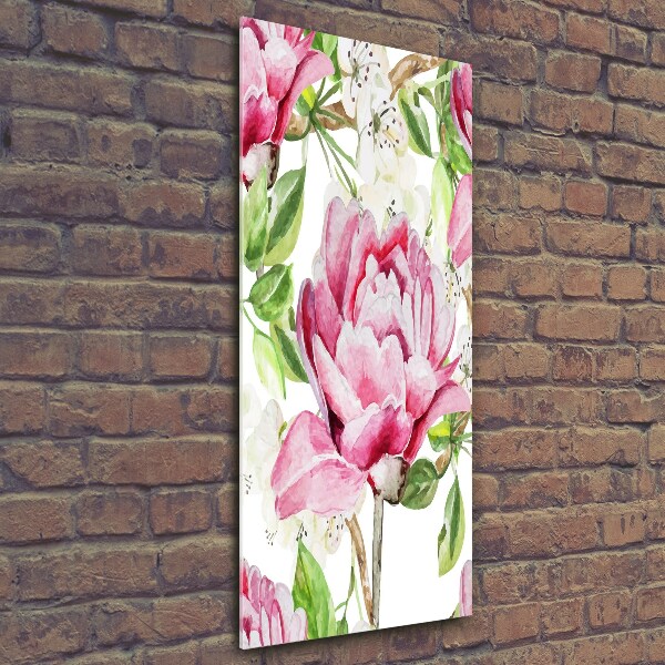 Wall art on glass Peony