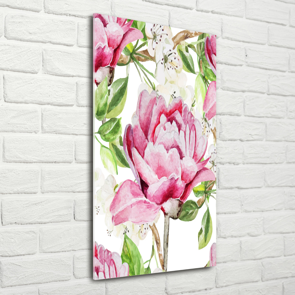 Wall art on glass Peony