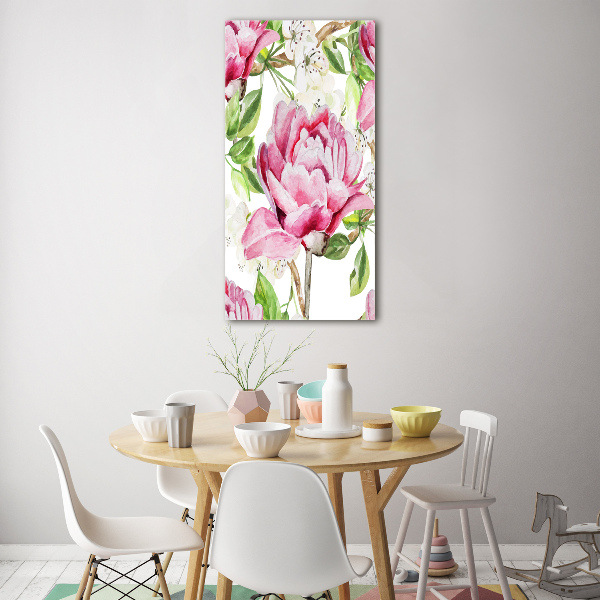 Wall art on glass Peony