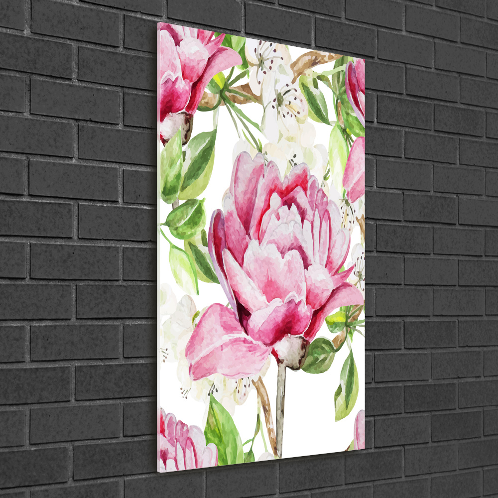 Wall art on glass Peony