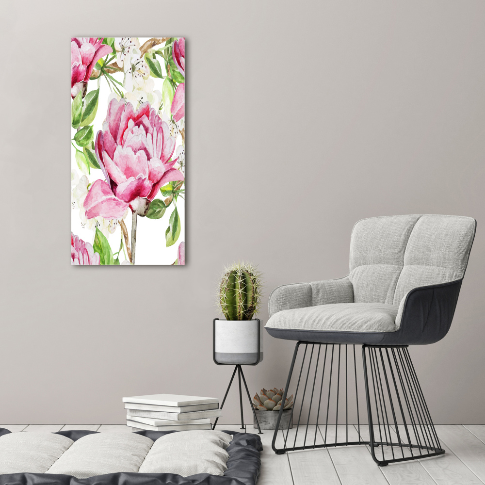 Wall art on glass Peony