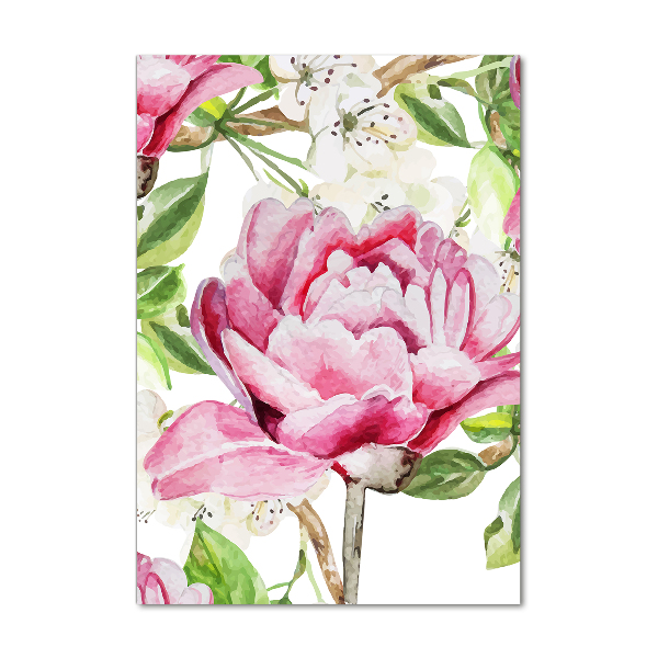 Wall art on glass Peony