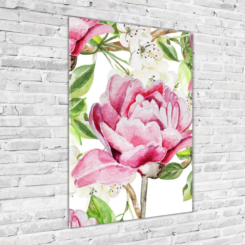 Wall art on glass Peony