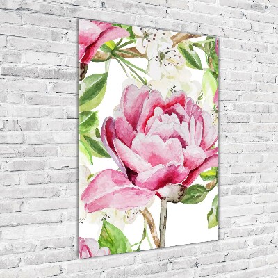 Wall art on glass Peony