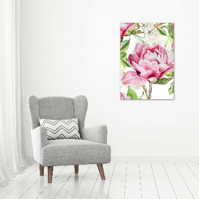 Wall art on glass Peony