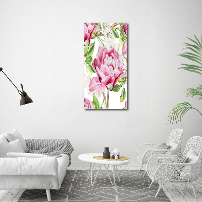 Wall art on glass Peony