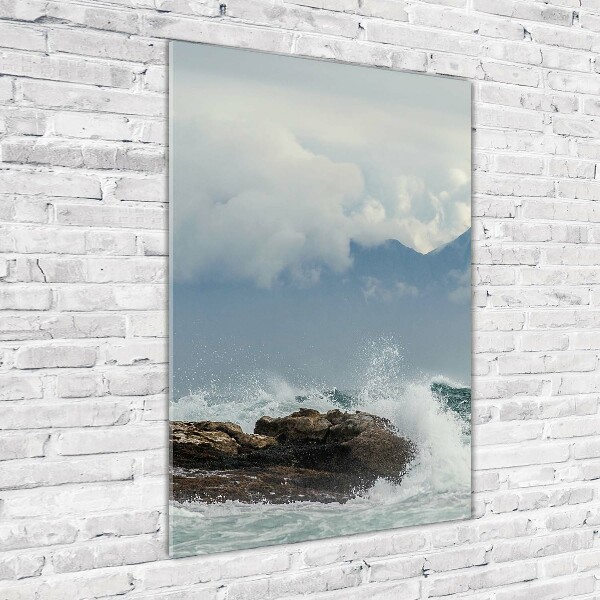 Glass art picture Rough sea