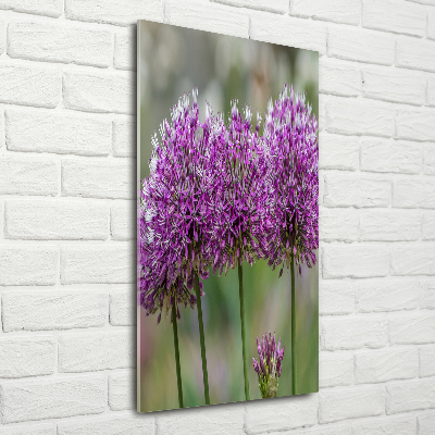 Glass wall art Garlic flowers