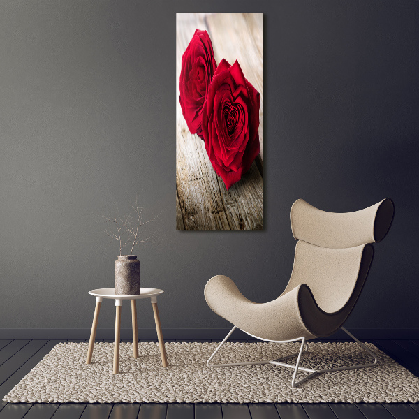 Wall art on glass Red roses