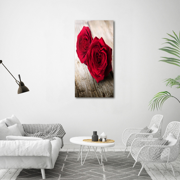 Wall art on glass Red roses