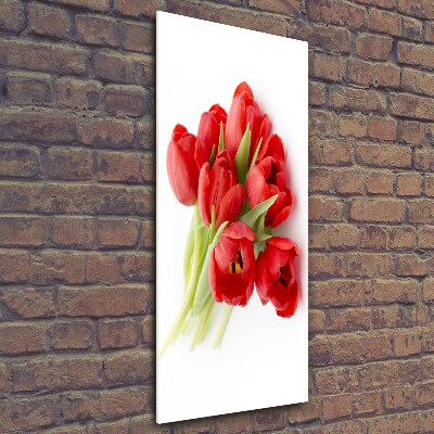 Wall art on glass Red tulips