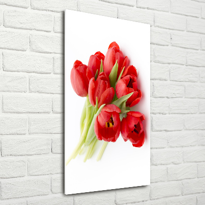 Wall art on glass Red tulips