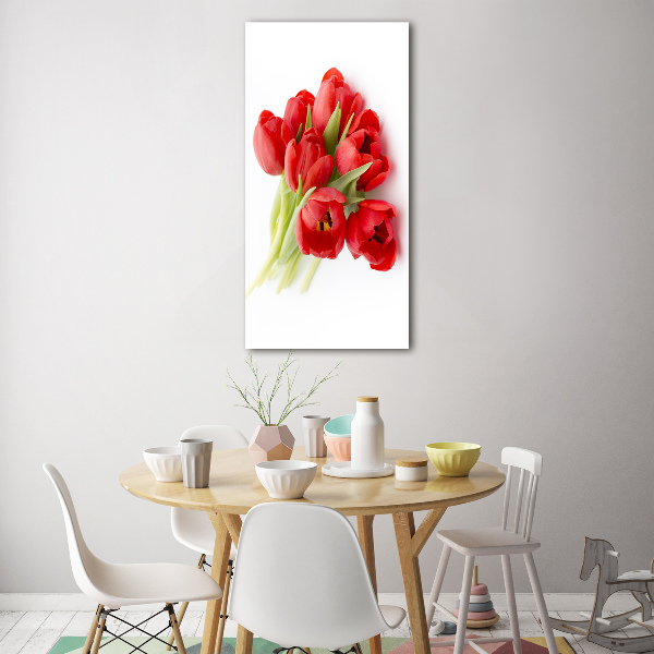 Wall art on glass Red tulips