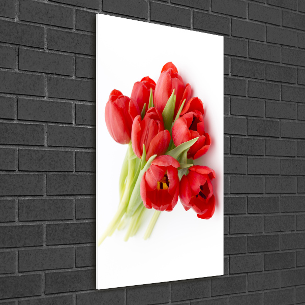 Wall art on glass Red tulips