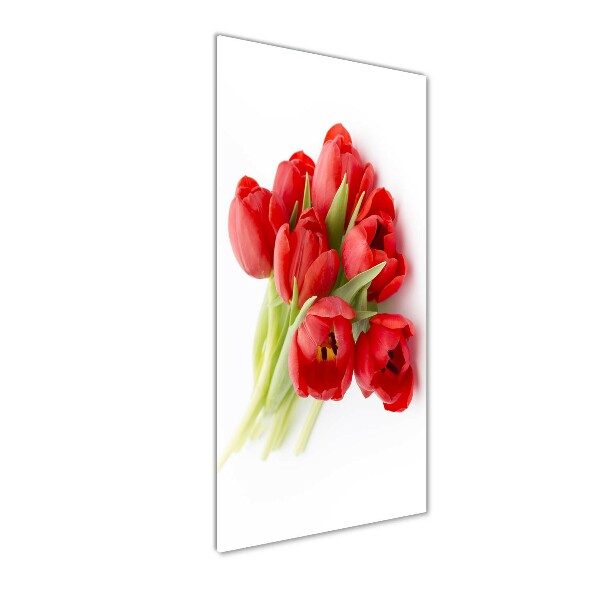 Wall art on glass Red tulips