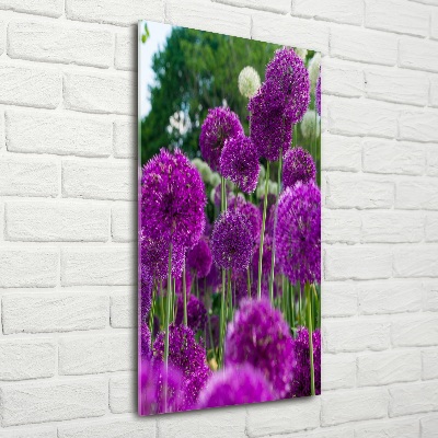 Glass wall art Garlic flowers