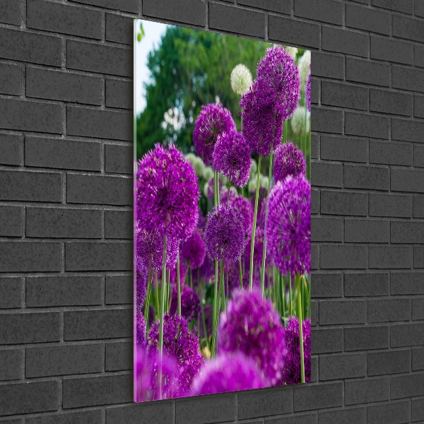 Glass wall art Garlic flowers