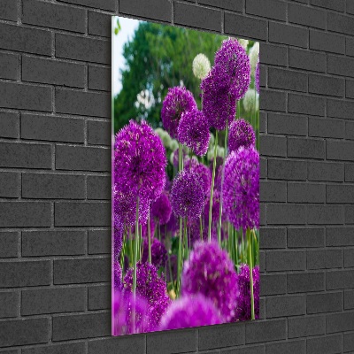 Glass wall art Garlic flowers