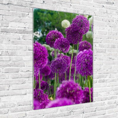 Glass wall art Garlic flowers