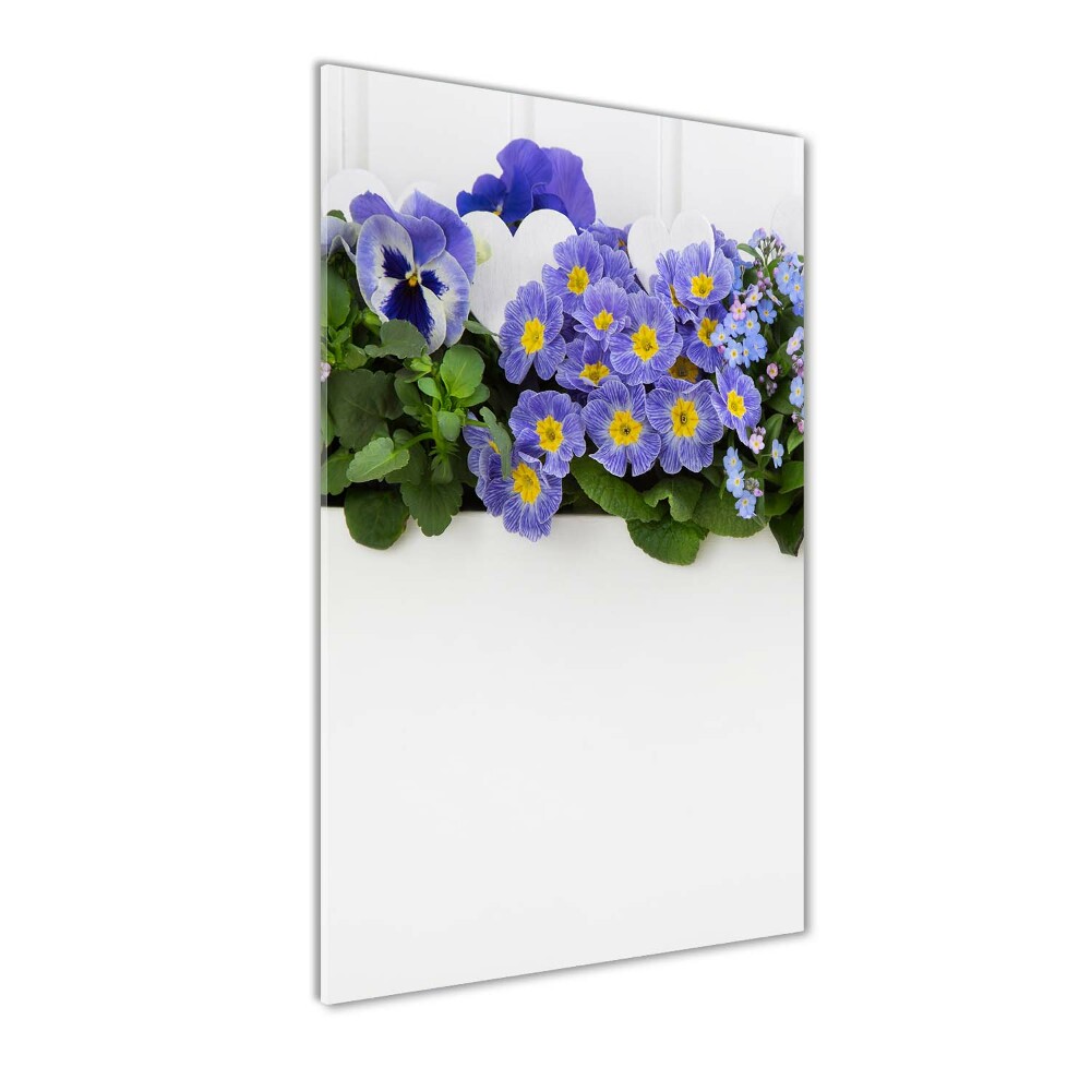 Glass art picture Purple flowers