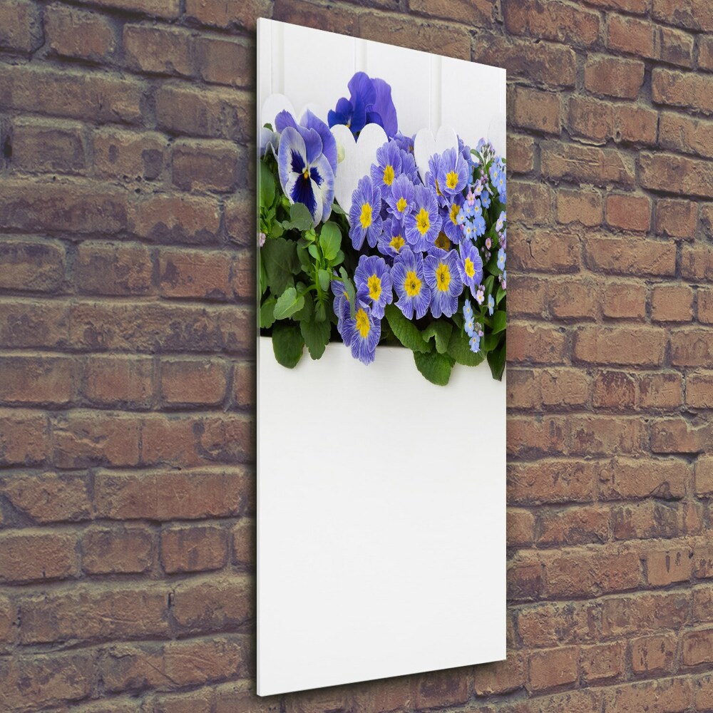 Glass art picture Purple flowers