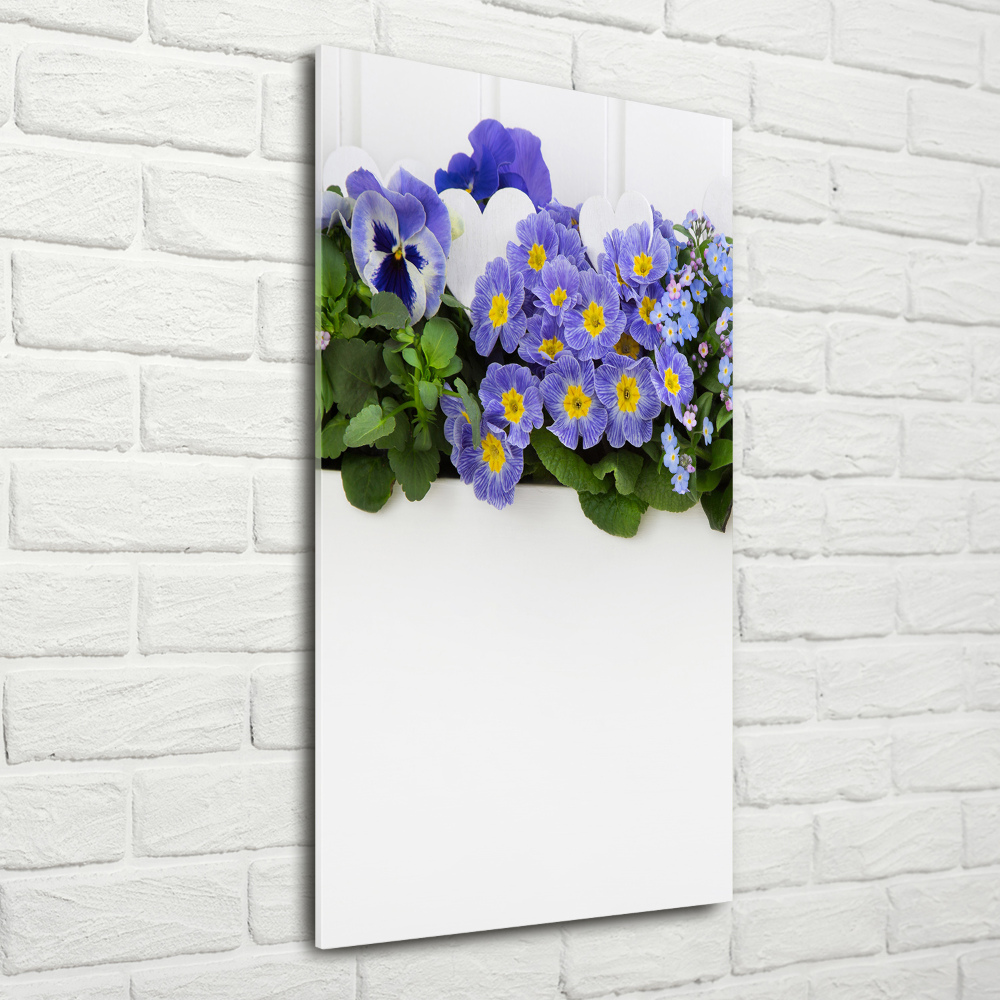 Glass art picture Purple flowers